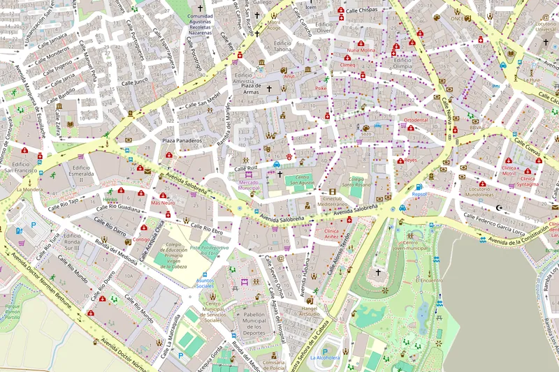 Mapa del centro de Motril con la ubicación de First English Centre, en la calle Borde de la Acequia, 1.